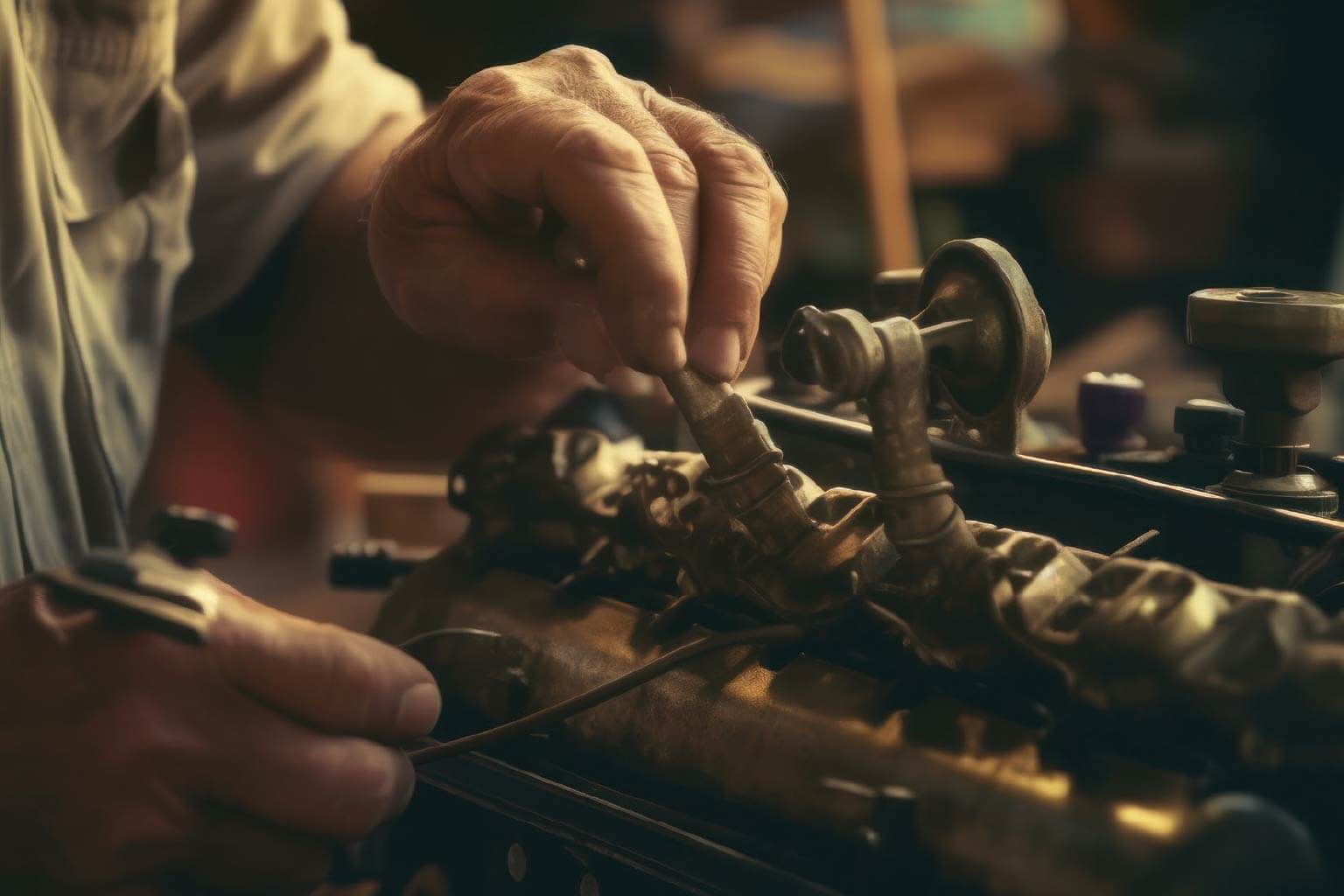 Mechanic hands fixing a car